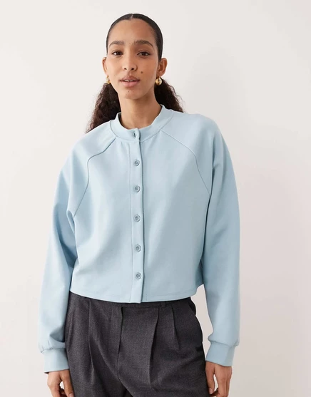 ДИЗАЙНЕРСКИЙ кардиган из интерлока ASOS светло-голубого цвета dusky blue