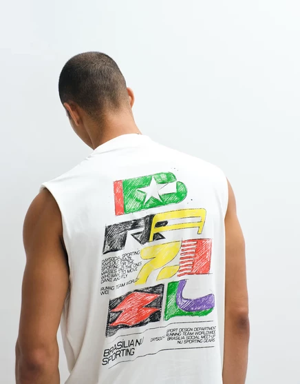 Мужская майка asos design с принтом brazil, кремовая