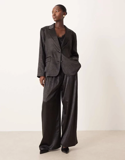 Неструктурированные брюки-палаццо черного цвета от ASOS DESIGN, сшитые на заказ - часть комплекта  black