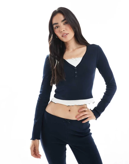 Комплект топа Miss Selfridge 2 в 1 темно-синего цвета navy