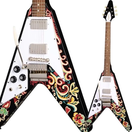 Леворукая электрогитара Epiphone Love Drops Flying V, чёрная