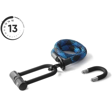 Трос-замок Texlock Tex‑lock Eyelet с U/X-lock, 100 см, синий
