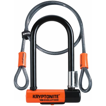 Kryptonite Evolution Mini-7 U-образный замок 80x178 мм + кабель Kryptoflex длиной 120 см - черный / оранжево-черный