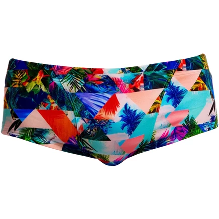 Мужские плавки Funky Trunks Классические Эко-плавки для плавания - Palm Prism зеленые, разноцветные