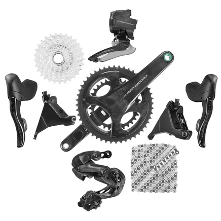 Campagnolo Super Record WRL Groupset 2x12-ступенчатый + 13-ступенчатый тормоз / Рычаг переключения передач - Ergopower | Гидравлический дисковый тормоз - Плоское крепление черного цвета