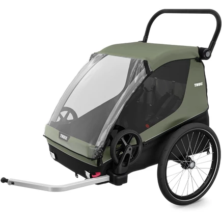 Велоприцеп Thule Courier 3-в-1 для 2 детей, трансформируемый, зеленый