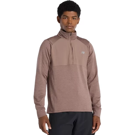 Мужской топ для бега New Balance Heat Grid на молнии 1/2 - Earth Shadow Heather brown