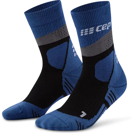 Женские компрессионные носки CEP Max Cushion для походов среднего покроя - серый/синий