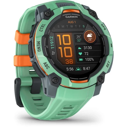 Умные GPS-часы Garmin Instinct 3 AMOLED - 45 мм - Neo Tropic зеленый, бирюзовый