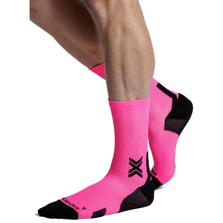 Носки X-Socks Run Discover Crew Socks - fluo pink/x черно-розовые