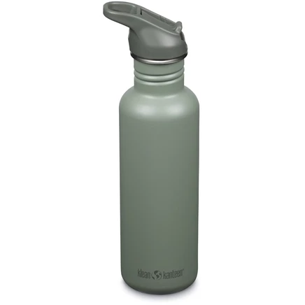 Классический флакон Klean Kanteen объемом 800 мл с откидной спортивной крышкой - морской спрей зеленого цвета