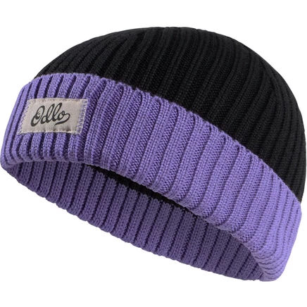 Детская теплая шапочка из мериноса плотной вязки Odlo Adventurer Collection - черный - afterparty черный, фиолетовый