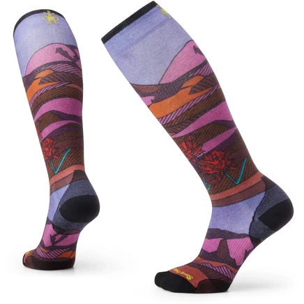 Женские высокие лыжные носки SmartWool Zero Cushion, фиолетово-розовые