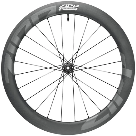 Карбоновое переднее колесо ZIPP 404 Firecrest - Бескамерное - С центральным замком - 12x100 мм - черное black