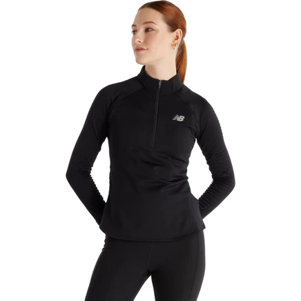 Женская толстовка New Balance Athletics Heat Grid на молнии 1/2 - черный black