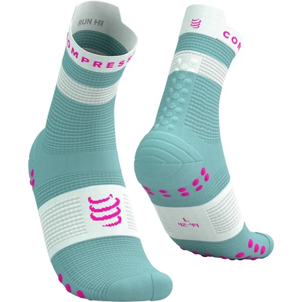 Компрессионные носки Compressport Pro Racing v4.0 для бега с высоким содержанием эфира /неоново-розовый, бирюзовый