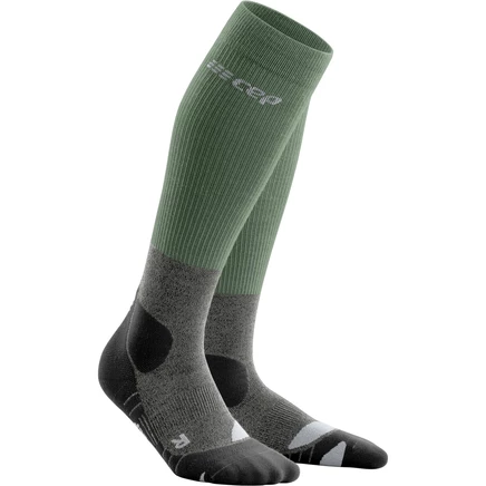 Мужские компрессионные носки CEP Hiking из мериноса - зеленый/светло-серый