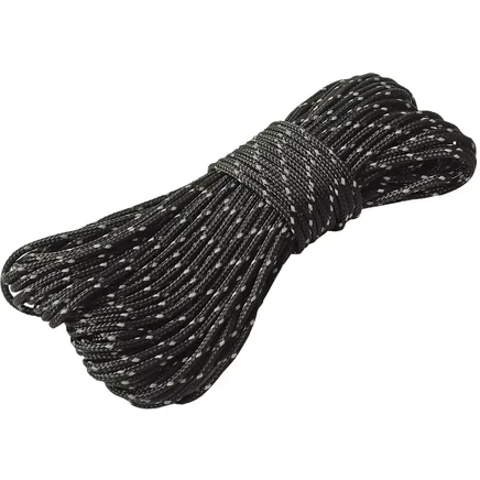 Шнур для палатки Exped Dyneema 15 м, черный с отражателем