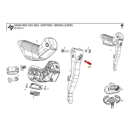 Комплект толкателей sram red (e1) для рычагов, 2 шт