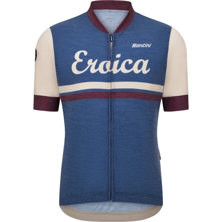 Мужская велофутболка Santini Eroica Iris шерстяная, синяя