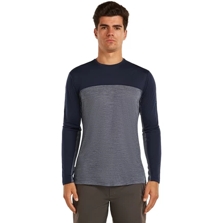 Мужская футболка Icebreaker Merino 125 Cool-Lite™ Sphere с длинным рукавом Colour Block - Темно-синий Hthr/Темно-синий синий