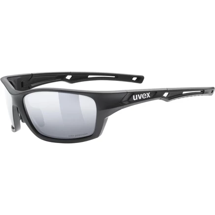 Очки Uvex sportstyle 232 P - черные матовые/polavision mirror серебристо-черные