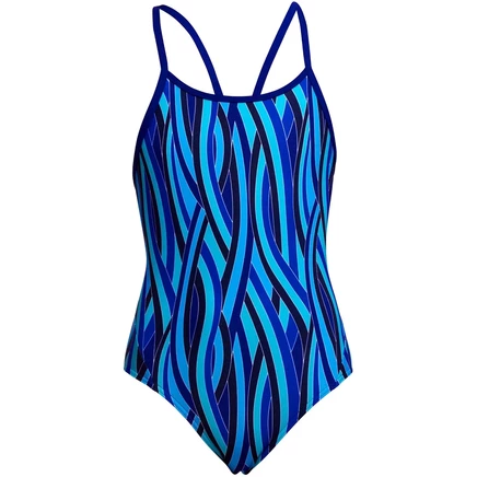 Слитный купальник Funkita Diamond Back Eco для девочек - Snork City blue
