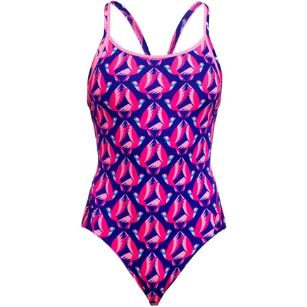 Женский цельный купальник Funkita Diamond Back Eco - Ho Hum pink
