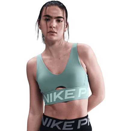 Спортивный бюстгальтер Nike Pro Indy со средней поддержкой для женщин - cannon/jade ice/белый HF7324-017 зеленый