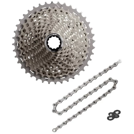 Комплект (кассета и цепь) Shimano Deore XT CS-M8000/CN-HG701, серебристый