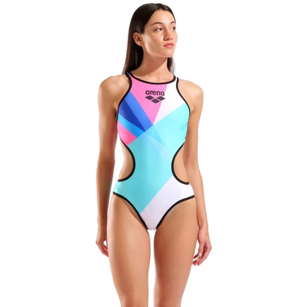 женский купальник arena One Placement Tech Back Swimsuit - Разноцветный/черный