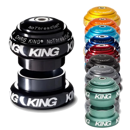 Гарнитура Chris King NoThreadSet Grip Lock 1 1/8 дюйма - EC34/28,6 | EC34/30 - Классический логотип - разные цвета: черный, серый, красный, синий, фиолетовый, зеленый, оранжевый, золотой, серебряный, бирюзовый