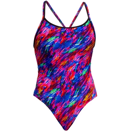 Женский цельный купальник Funkita Diamond Back Eco - Big Bang фиолетовый, разноцветный