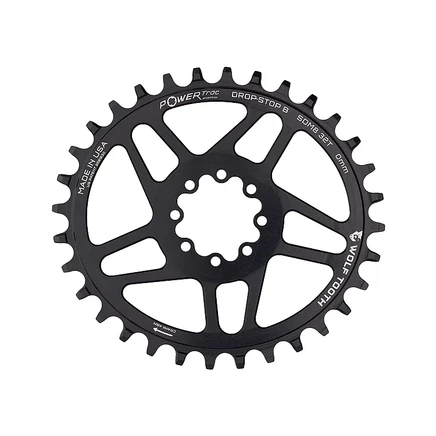 Эллиптическое кольцо цепи Wolf Tooth PowerTrac для прямого крепления SRAM на 8 болтов | Овальное | с фиксатором B | со смещением 0 мм | с усилением - черное black