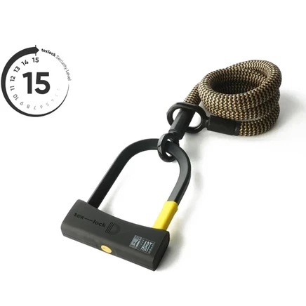 Велозамок Texlock Eyelet с U-lock 120 см, оливковый