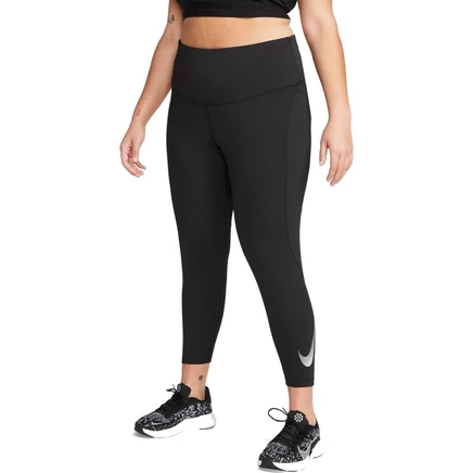 Женские леггинсы Nike Dri-FIT Fast со средней посадкой 7/8 (большой размер) - черные /серебристые со светоотражающими элементами FB3230-010 black