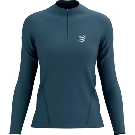 Женский лонгслив Compressport Trail Half-Zip, сине-белый