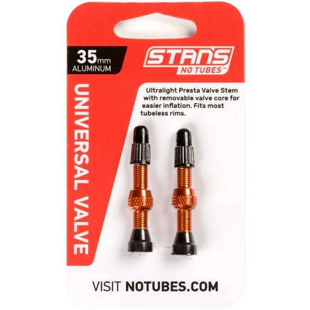 Вентиль Stans NoTubes 35 мм бескамерный, оранжевый (пара)