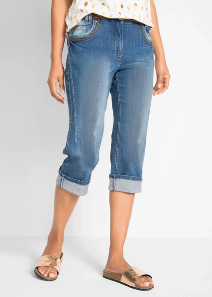 Джинсы Bonprix Capri зауженного кроя со средней талией blue stone