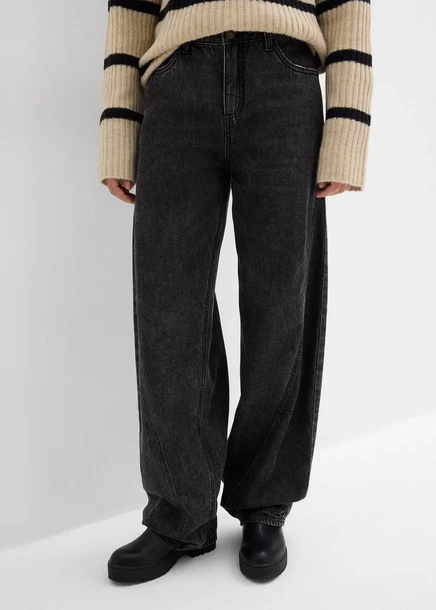 Джинсы-баллоны Bonprix, средняя талия schwarz denim used