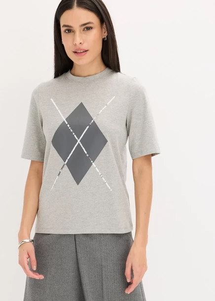 Футболка Bonprix Halbarmshirt для мужчин и женщин hellgrau meliert