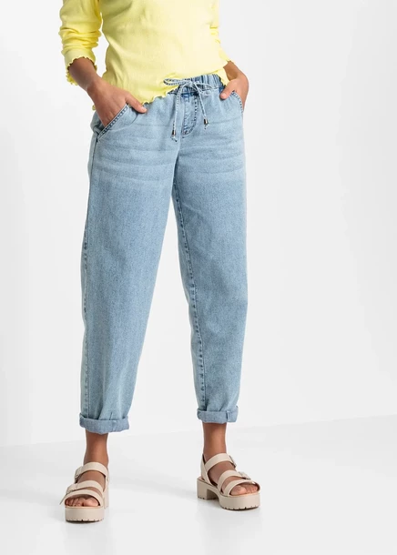 Джинсы Bonprix, средняя талия, пояс-резинка hellblau denim washed