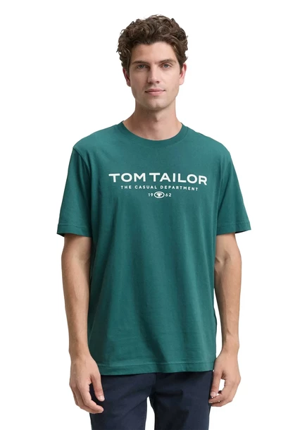Футболка Bonprix от Tom Tailor dunkelgrün bedruckt