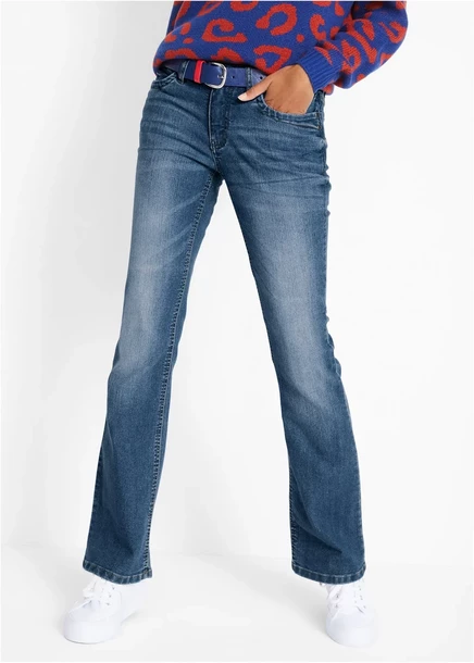 Женские джинсы Bonprix Bootcut средней посадки, со стрейчем, голубые