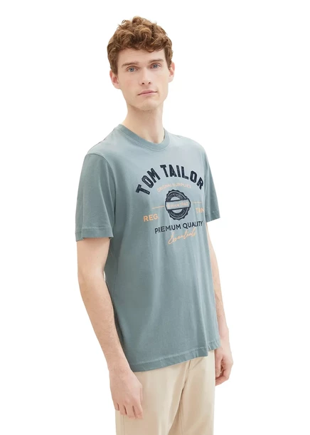 Футболка Bonprix от Tom Tailor grau-mint bedruckt