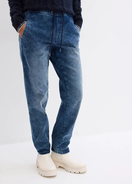 Джинсы-бойфренды Bonprix со средней талией, термо dunkelblau denim used