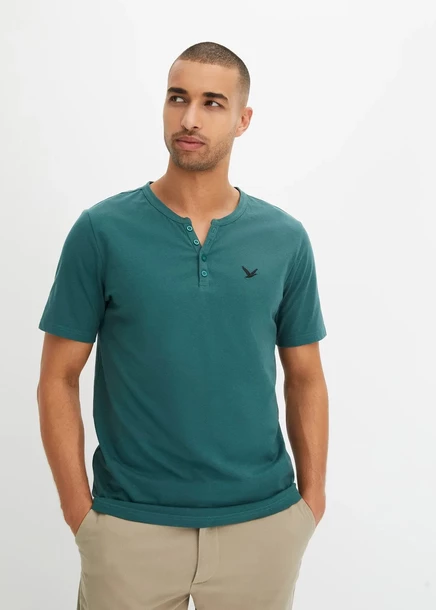 Куртка Bonprix Kurzarm-Henleyshirt от reiner Bio-Baumwolle mattgrün