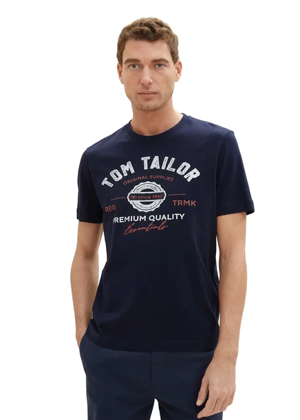 Футболка Bonprix от Tom Tailor dunkelblau bedruckt