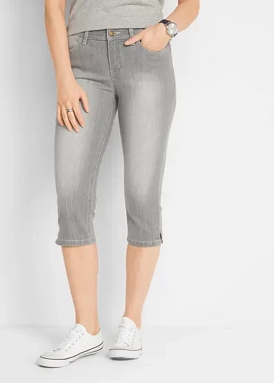 Bonprix Capri-Комфортные джинсы-стрейч, 2 штуки в упаковке hellgrau+schwarz used