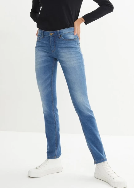 Джинсы-скинни Bonprix со средней талией, стрейч blau used